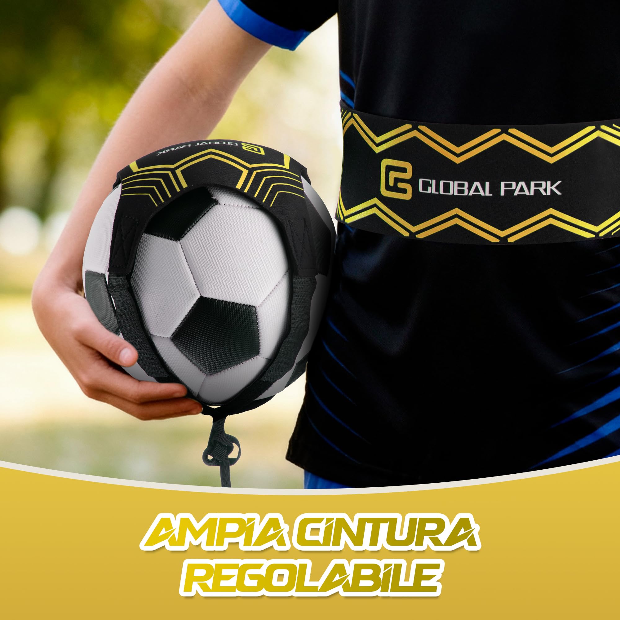 Global Park Trainer da Calcio Attrezzatura Banda Elastica per L’Allenamento Individuale con Cintura Regolabile per Bambini Adulti