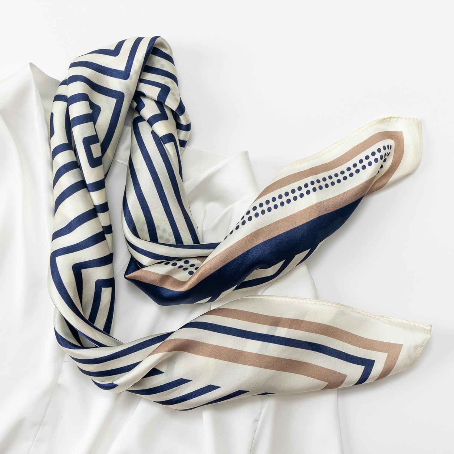 100% Mulberry Silk Scarf for Women, Bandana Square Satin Neck Head Scarf for Hair 27"x27" Handbag Accessories - Image 2