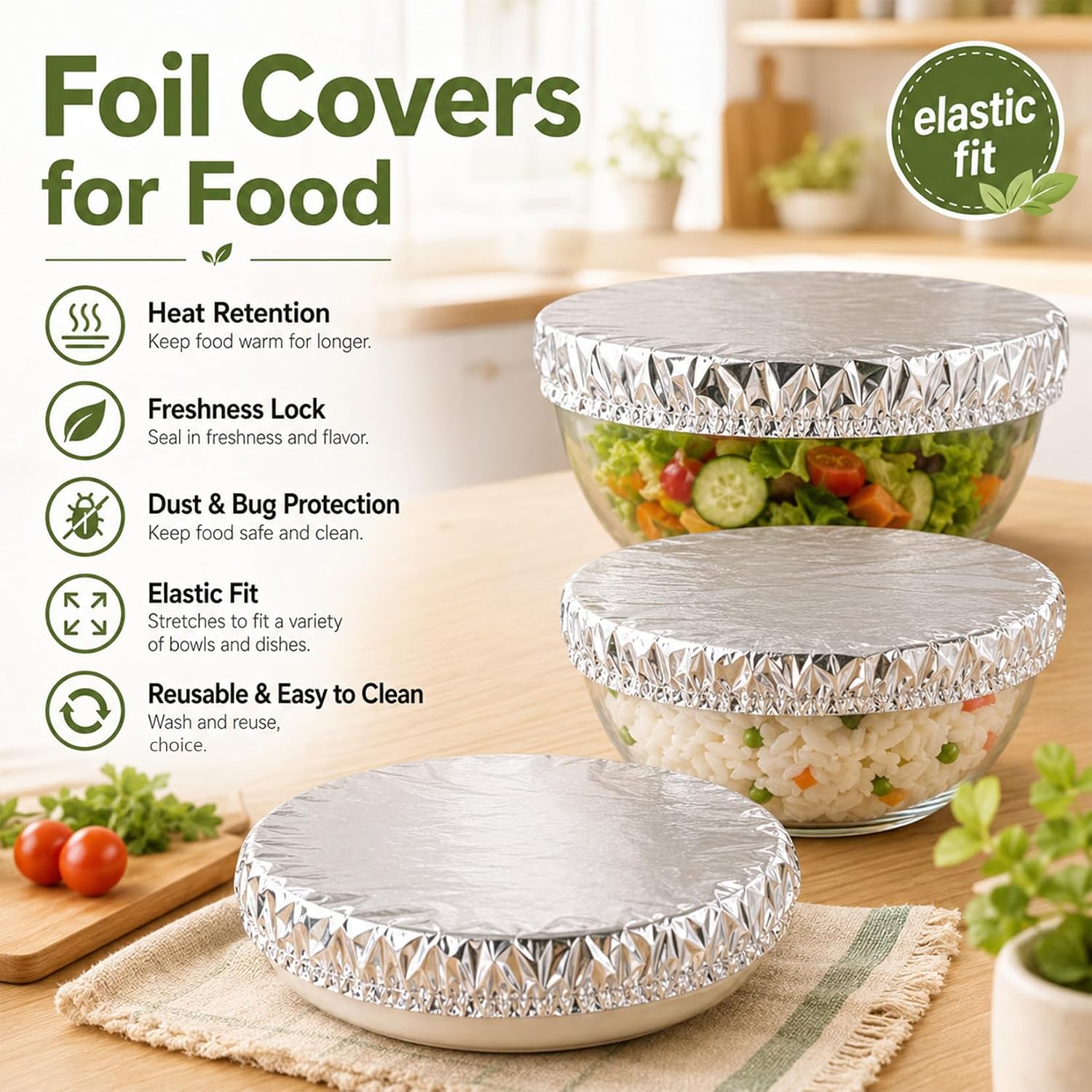 MAQIHAN 20 Aluminum Foil Food Covers - Large Reusable Insulation Bowl Cover