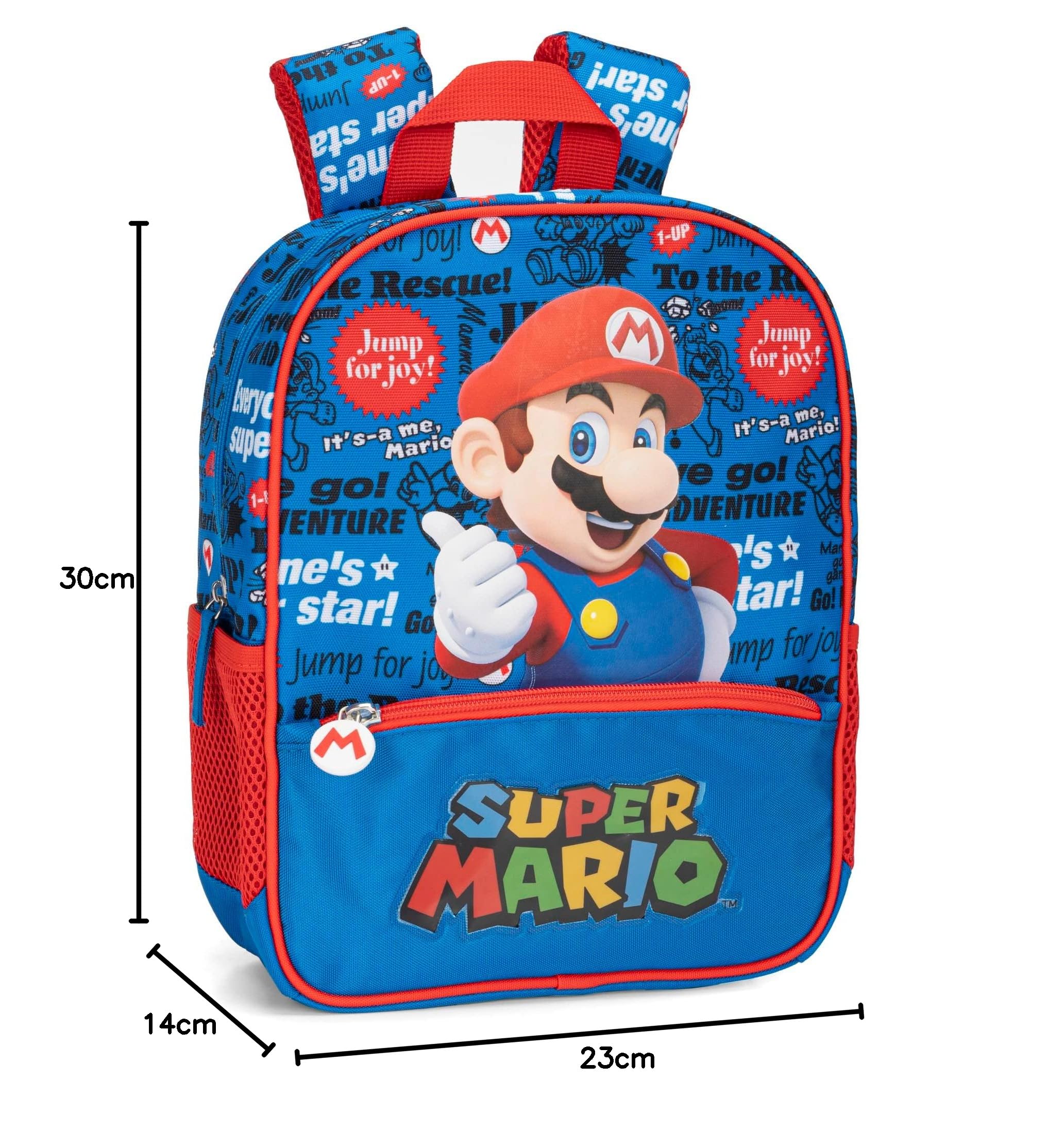 SUPERMARIO - Mini Plecak Szkolny i Czasu Książka Unisex, Casual Plecak Dla chłopców i dziewcząt - cm 22x10x33h, niebieski, Taglia unica, Casual
