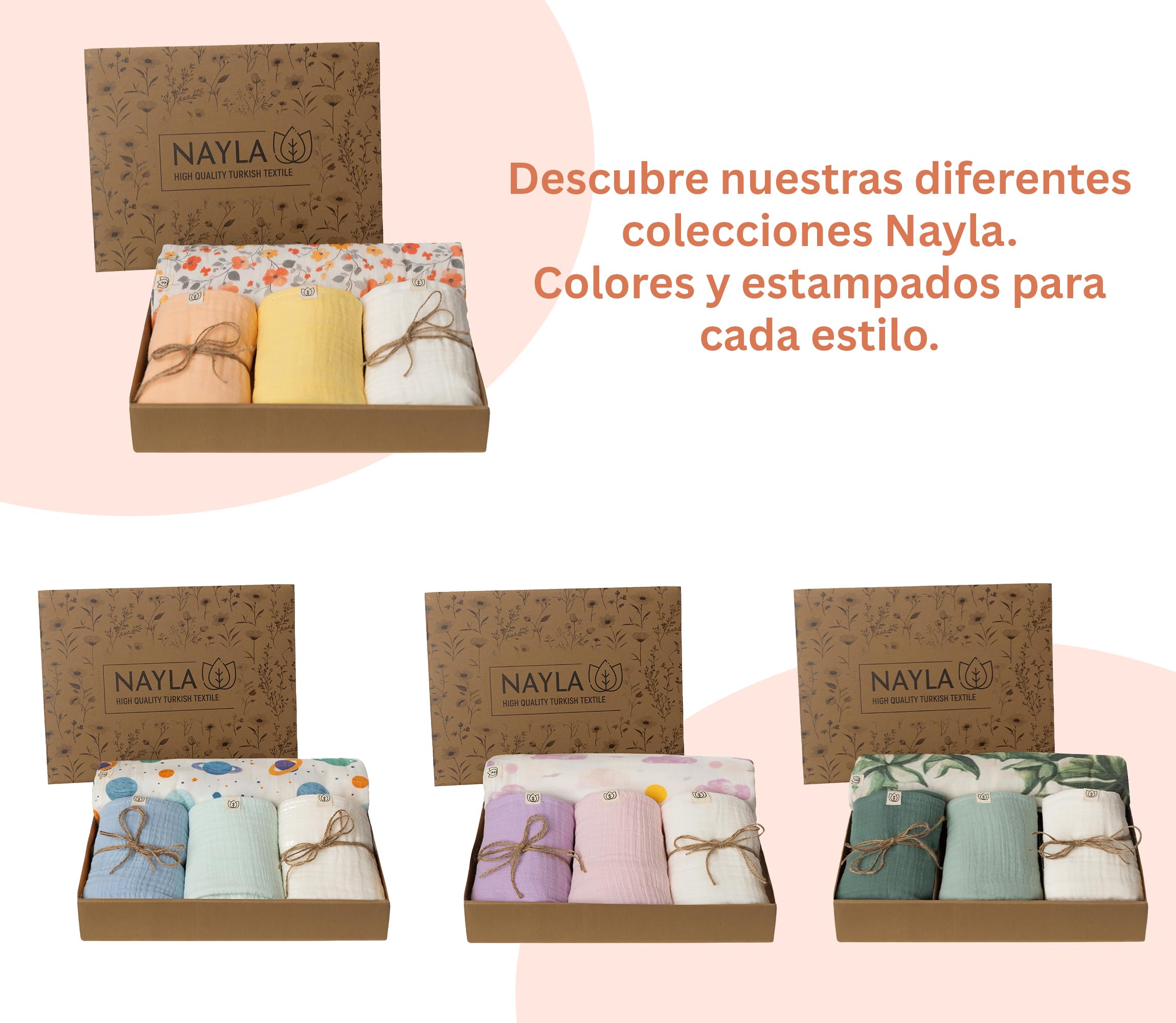 Nayla Muselinas Bebe Algodon 120x120 y 65x65-100% Organico con Gasas Grandes Suaves para Recién Nacido Muy Versátiles como Arrullo para Verano - Manta Ligera Color Amarillo Flores.