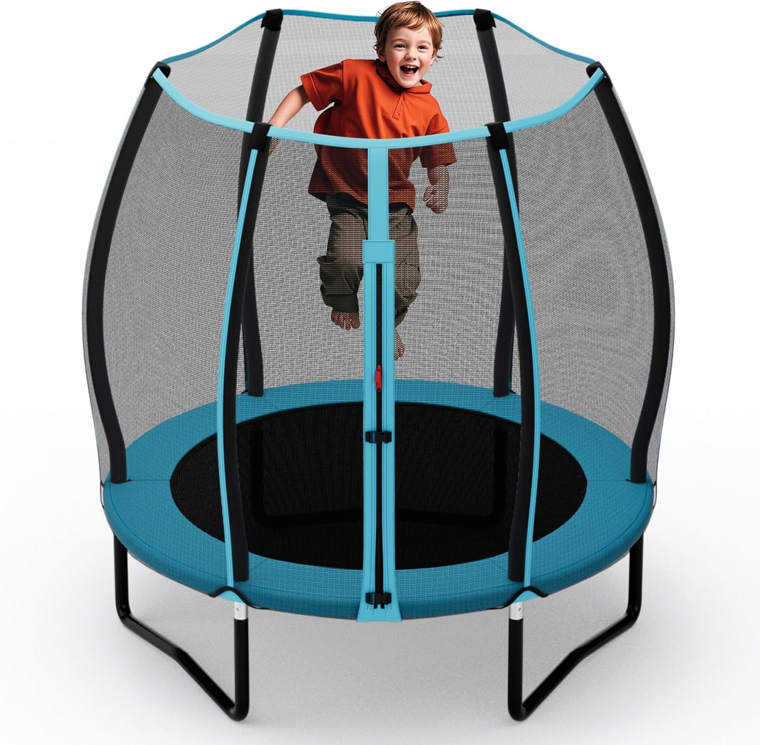 GYMAX Trampoline for Kids, 55″ Toddler Trampolines with All-Round Enclosure Net, Dual Entrance Zippers & Waterproof Safety Pad, Rebounder for Boys Girls Indoor Outdoor