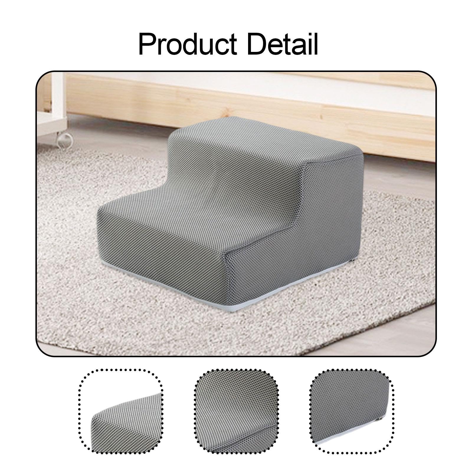 Rampe d'Accès pour Animaux à Deux Marches, Escalier pour Animal Domestique, Escalier Anti-Glissant Adaptée aux Canapés, Idéale pour Petits Chiens et Chats, Gris Clair