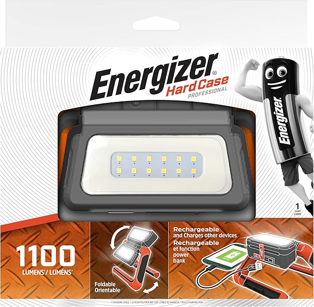 Energizer Hardcase Rechargeable LED Light Panel, Water Resistant, Flexible Ilumination, USB Port to Charge Other Devices