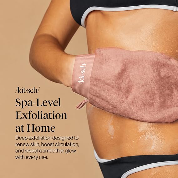 Kitsch Exfoliating Gloves 2pcs - Black & Terracotta
