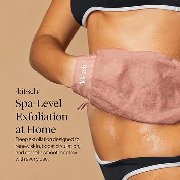 Kitsch Exfoliating Gloves 2pcs - Black & Terracotta