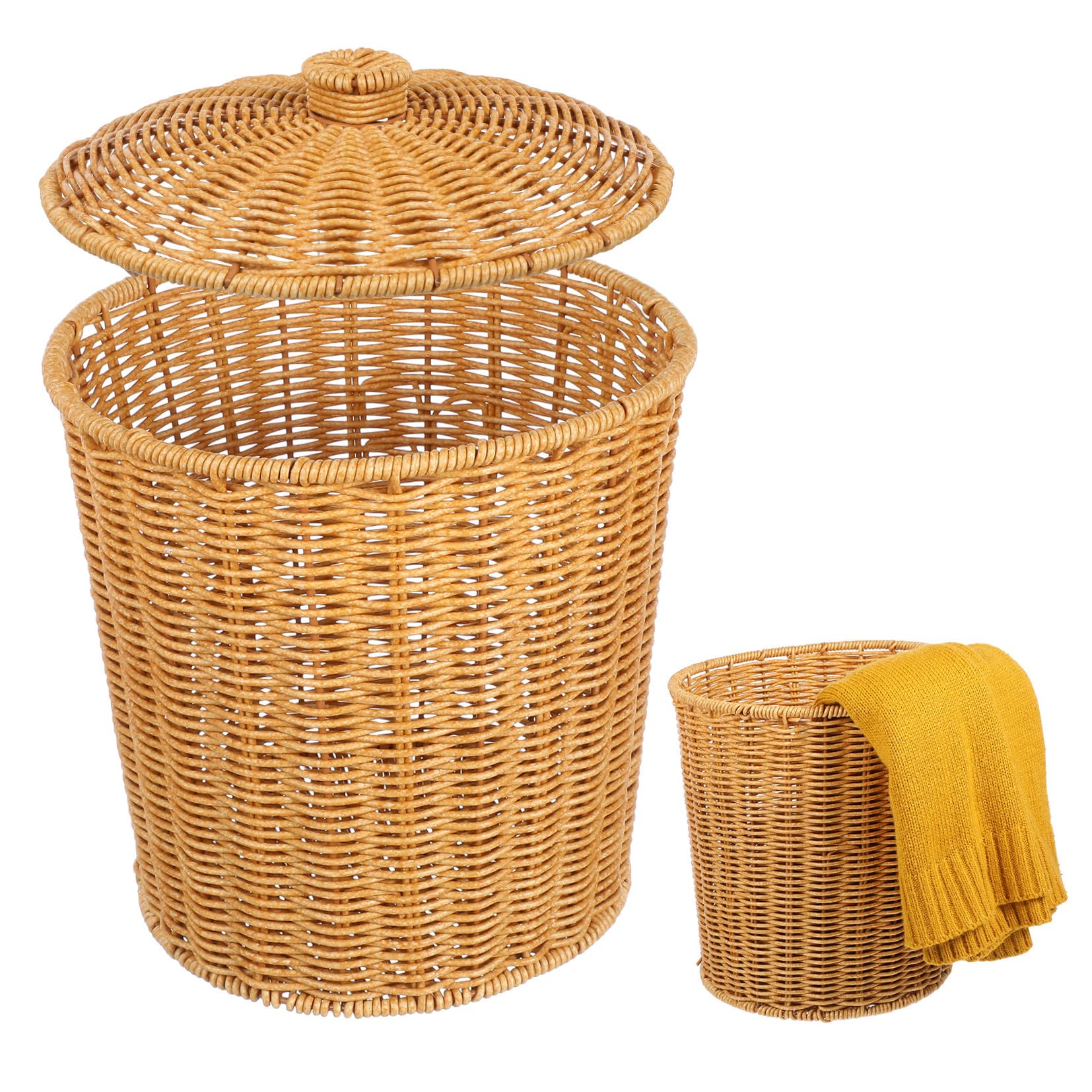 Panier à linge tressé 30l LALAFINA imperméable et multifonctionnel avec couvercle