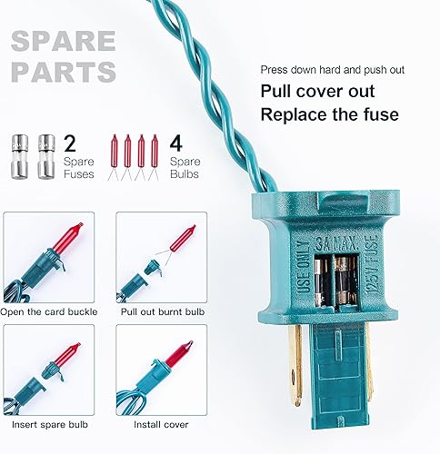 Miniatura 5 de mimigogo 50 luces rojas de Navidad con alambre verde mini tira de luces para decoraciones navideñas luces de árbol de Navidad fiestas de vacaciones