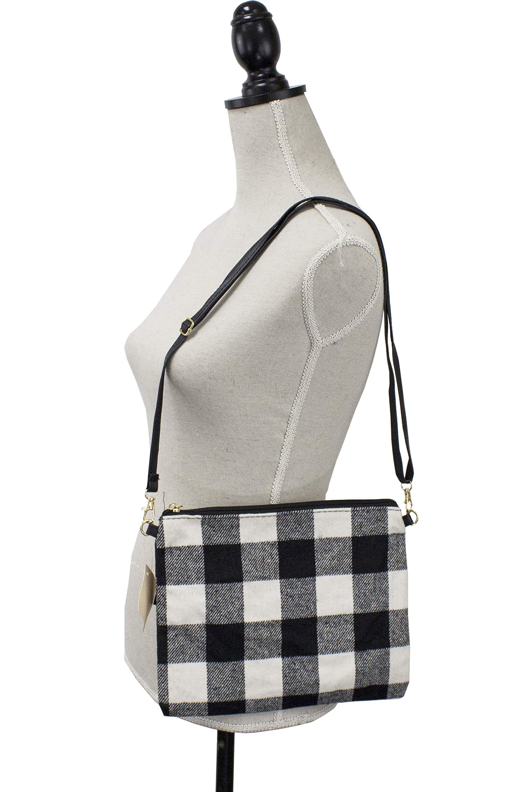 stylesilove Women Stylish Crossbody Clutch Purse Shoulder Handbag Cosmetic Bag Multi-use Case (White Buffalo Plaid)