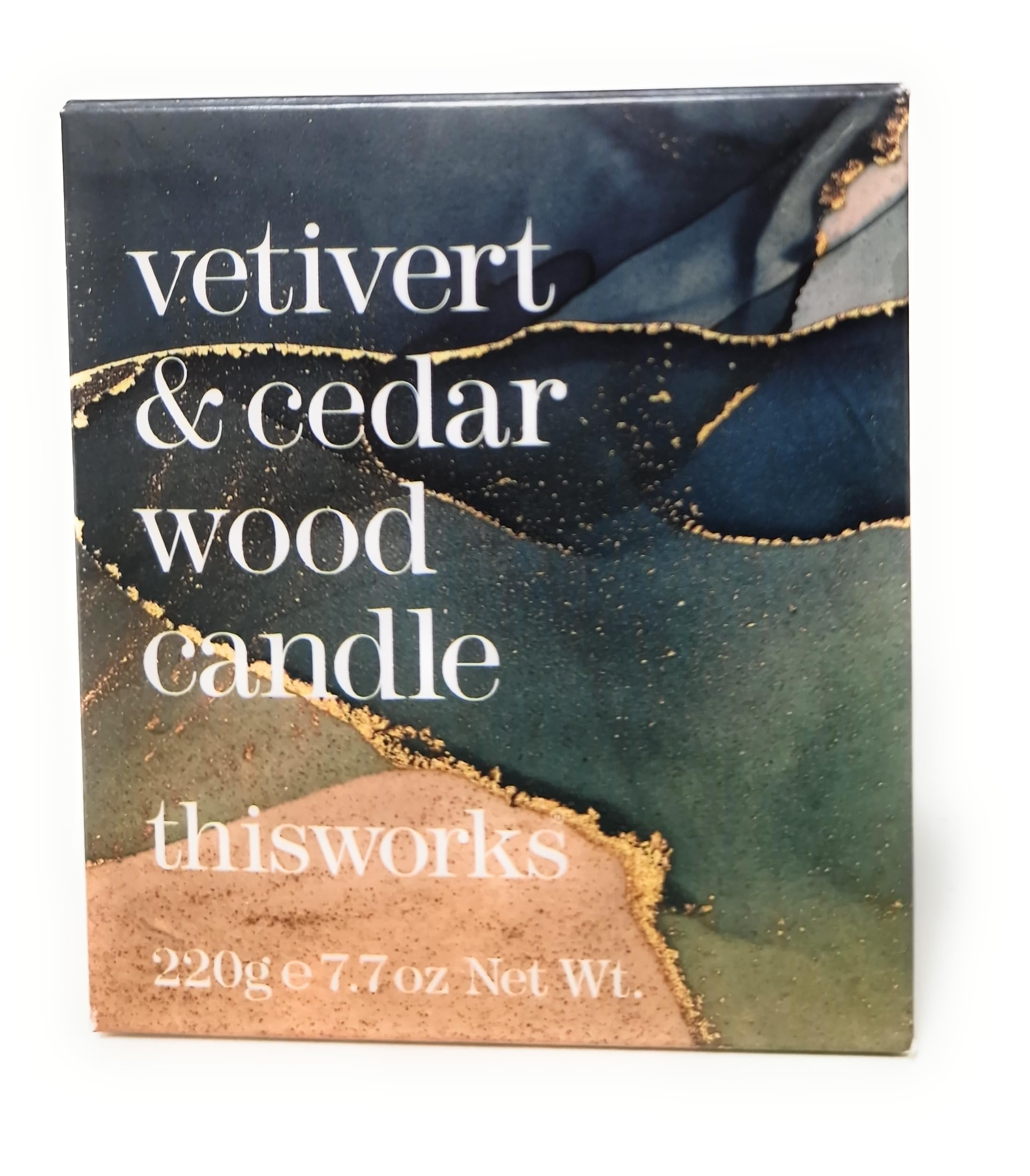 Works Vetivert & Cedar Wood Candle, 220 g, Luxury Candle Enriched with Essential Oils
