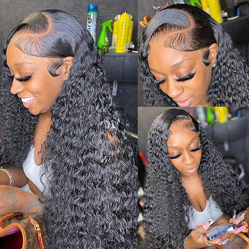 Pelucas de cabello humano con encaje frontal para mujeres negras, pelucas de cabello humano HD 13x4, sin pegamento, pelucas de encaje frontal de 180