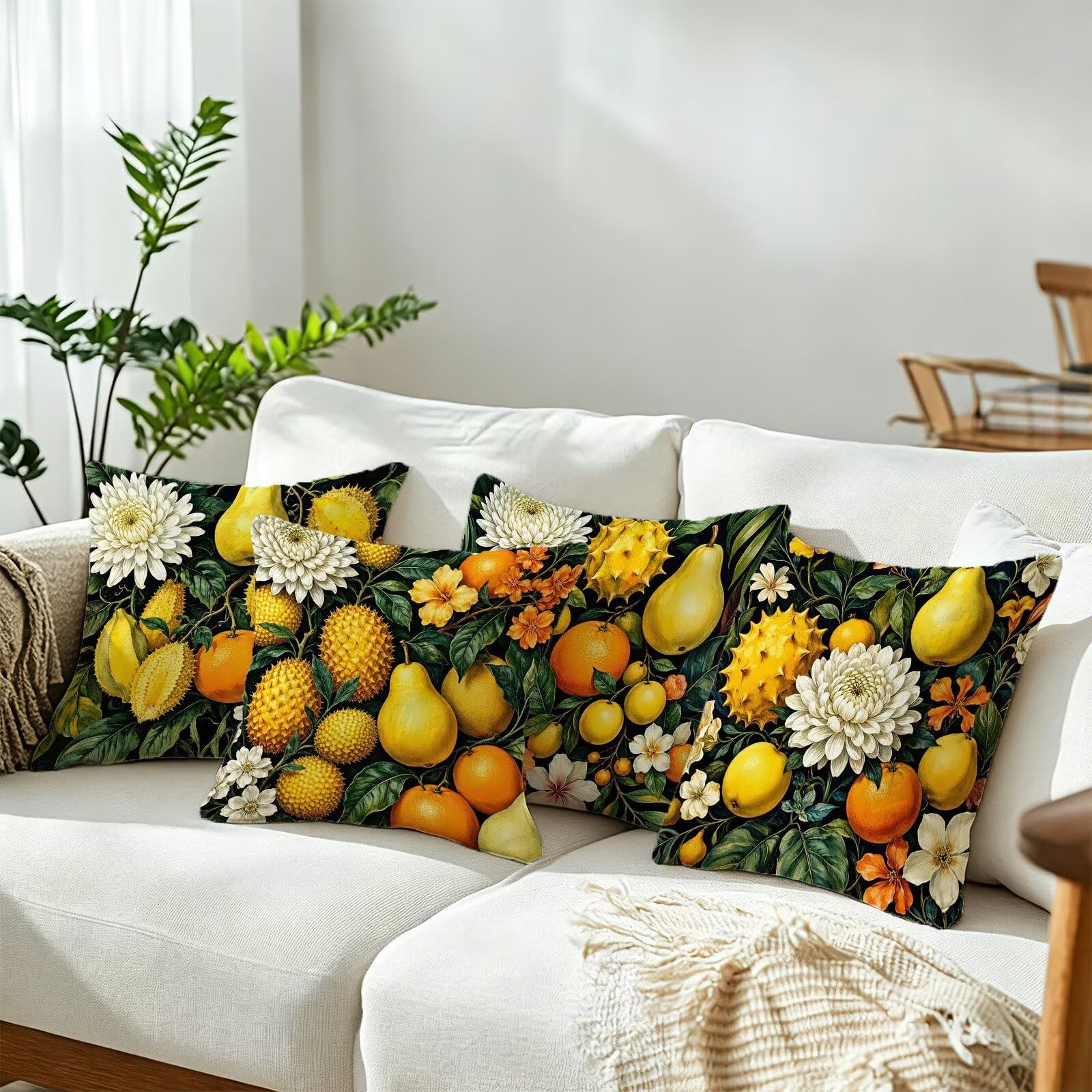 Cojines Exterior Amarillo Funda Almohada 45x45cm Juego de 4, Cod-482