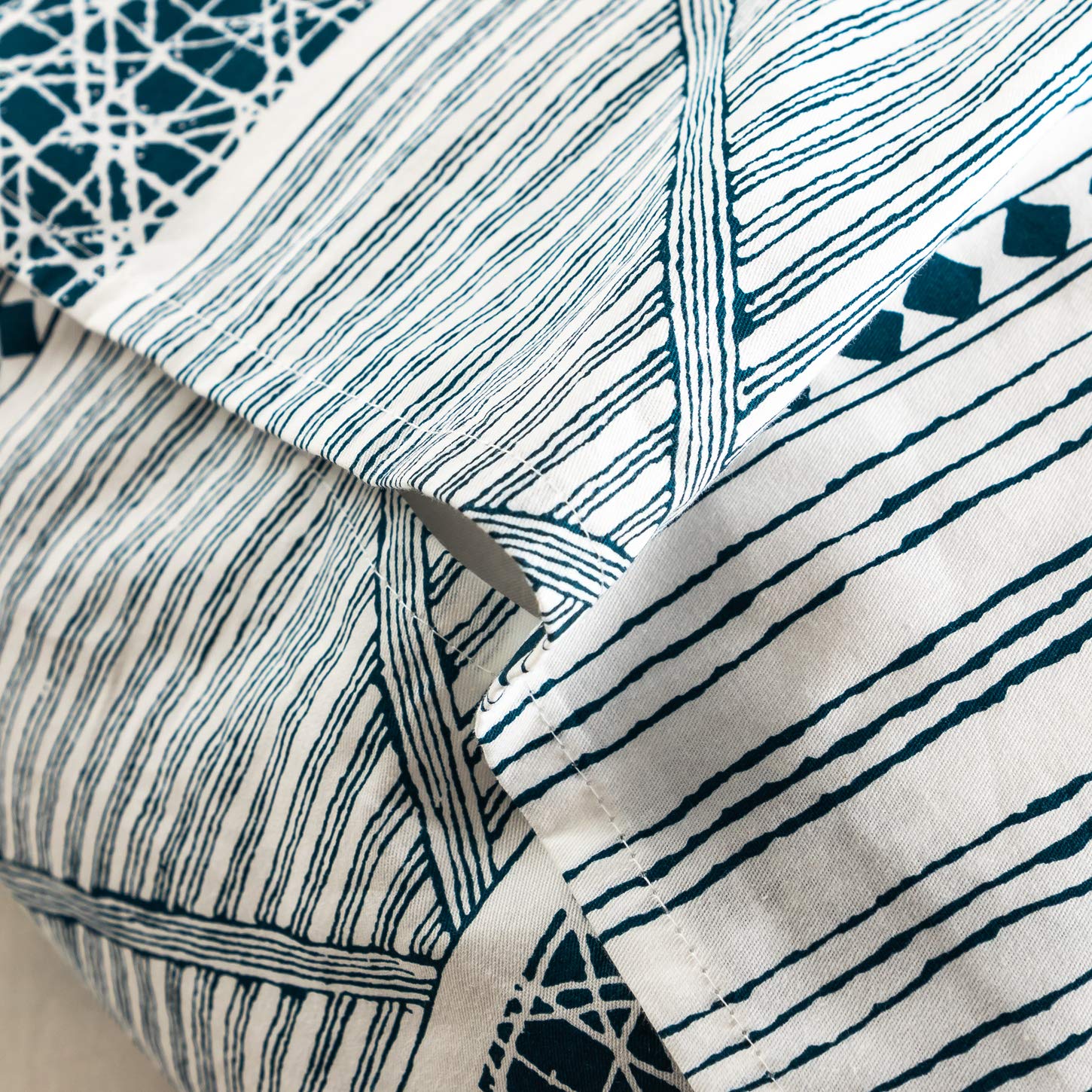 SUSYBAO 100% cotone federe king size set di 2 federe blu azteco stampa geometrica cuscino copertina chiusura a busta cuscino di lusso morbido traspirante confortevole durevole 50,8 x 91,4 cm