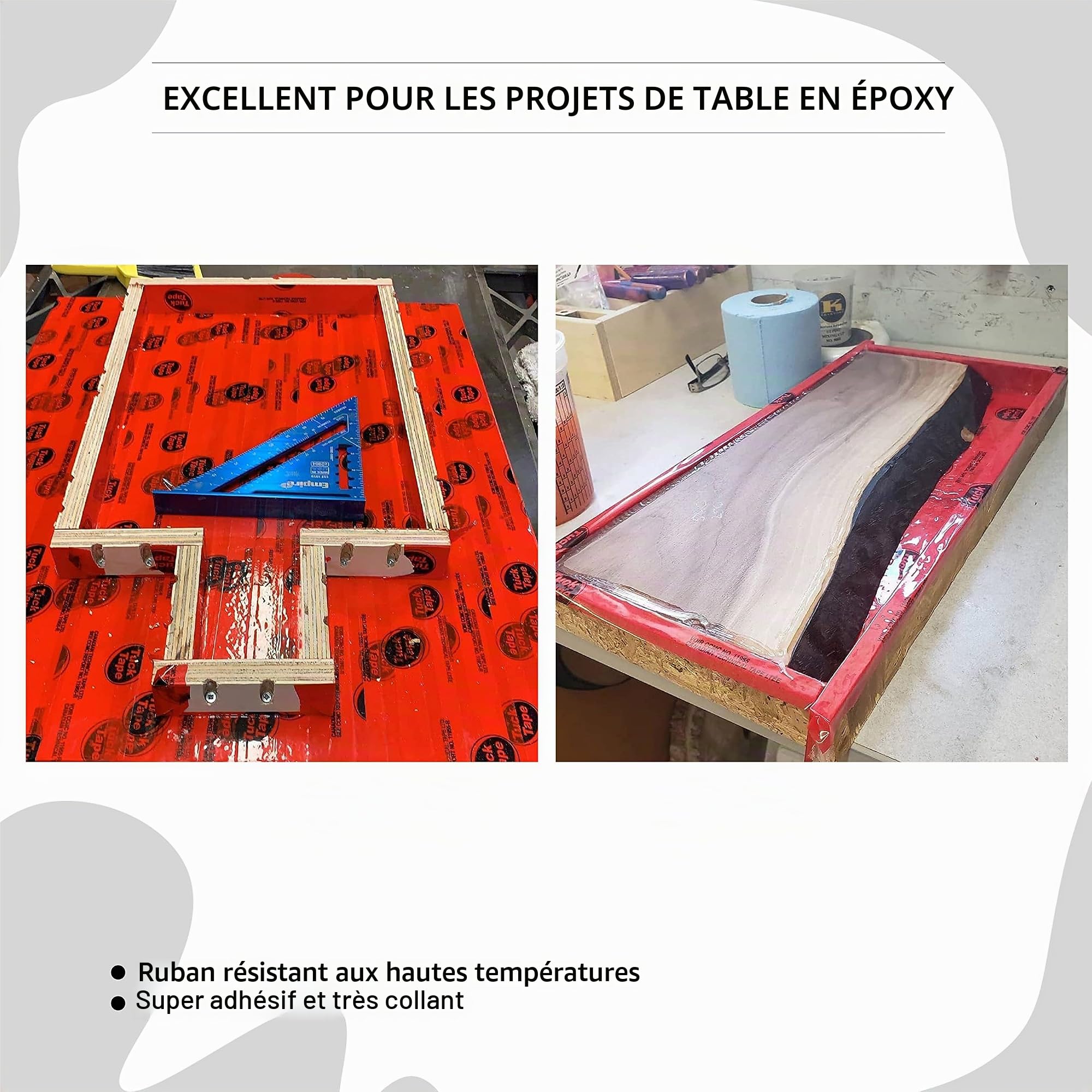 Tuck Tape Ruban adhésif de gaine de construction, ruban en résine époxy, 6,1 cm x 54,9 m (rouge)