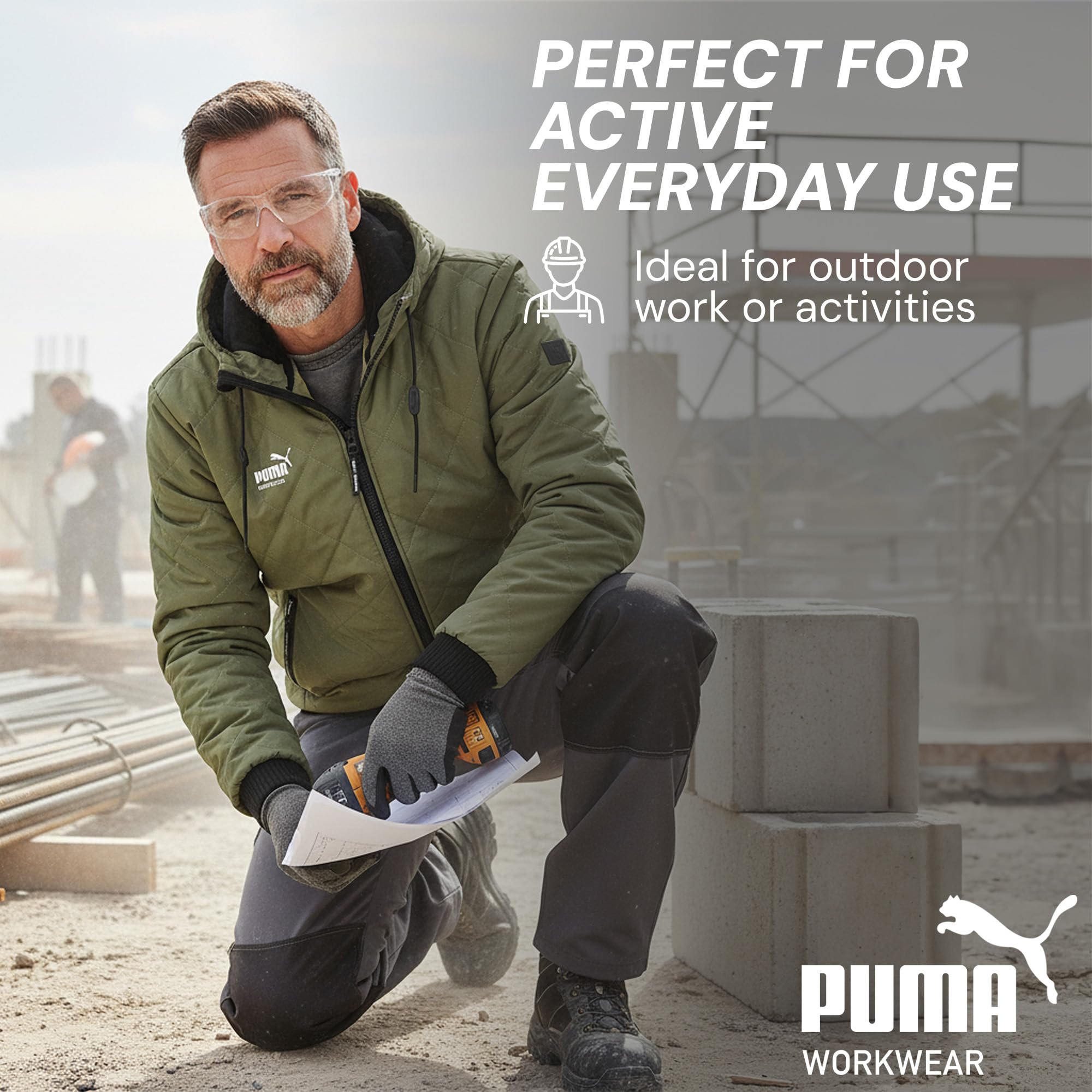 PUMA WORK WEAR Kurtka robocza z kapturem – kurtka zimowa – izolacja cieplna, oddychająca i odporna na działanie wody