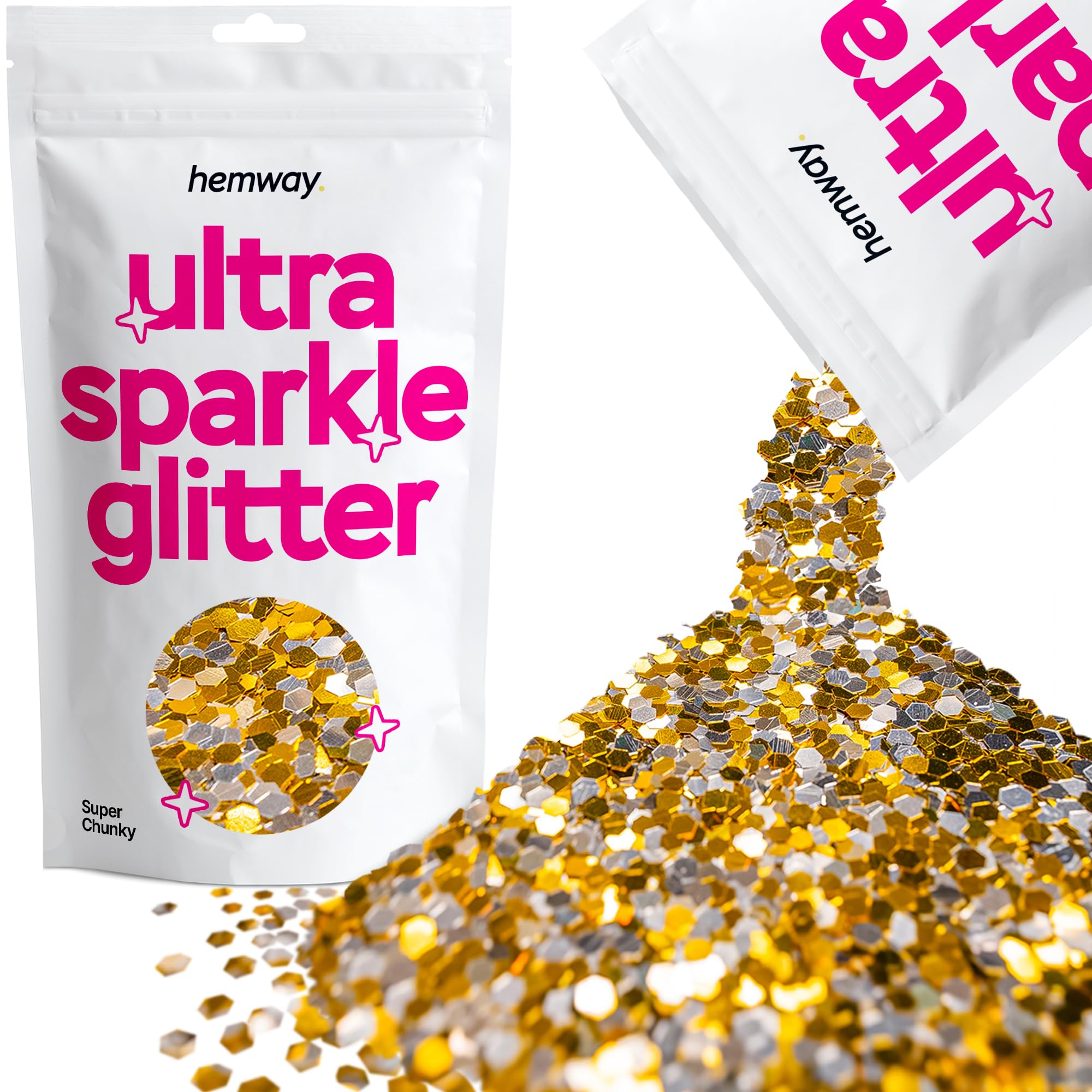 Hemway Ultra Sparkle Glitter Baby Pink Iridescent 100g Fine | Glitter for Arts & Craft, Makeup, Nail Art, Crafting, Card Making, Sparkle Decoration — view 134