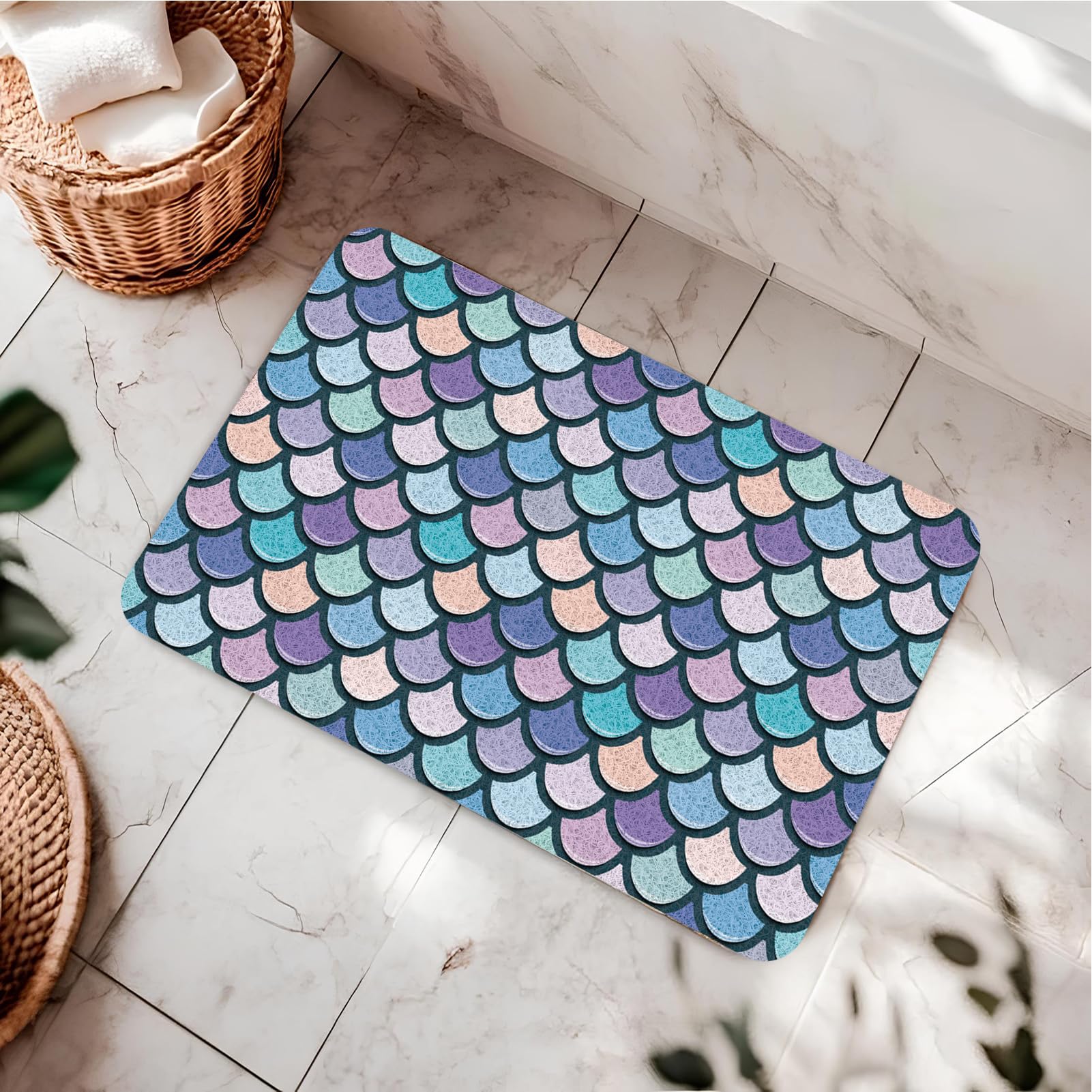 Tappetino da bagno antiscivolo, per vasca interna, in morbido PVC, con eccellente permeabilità, asciugatura rapida (80 x 100 cm, viola, ciano, rosa)