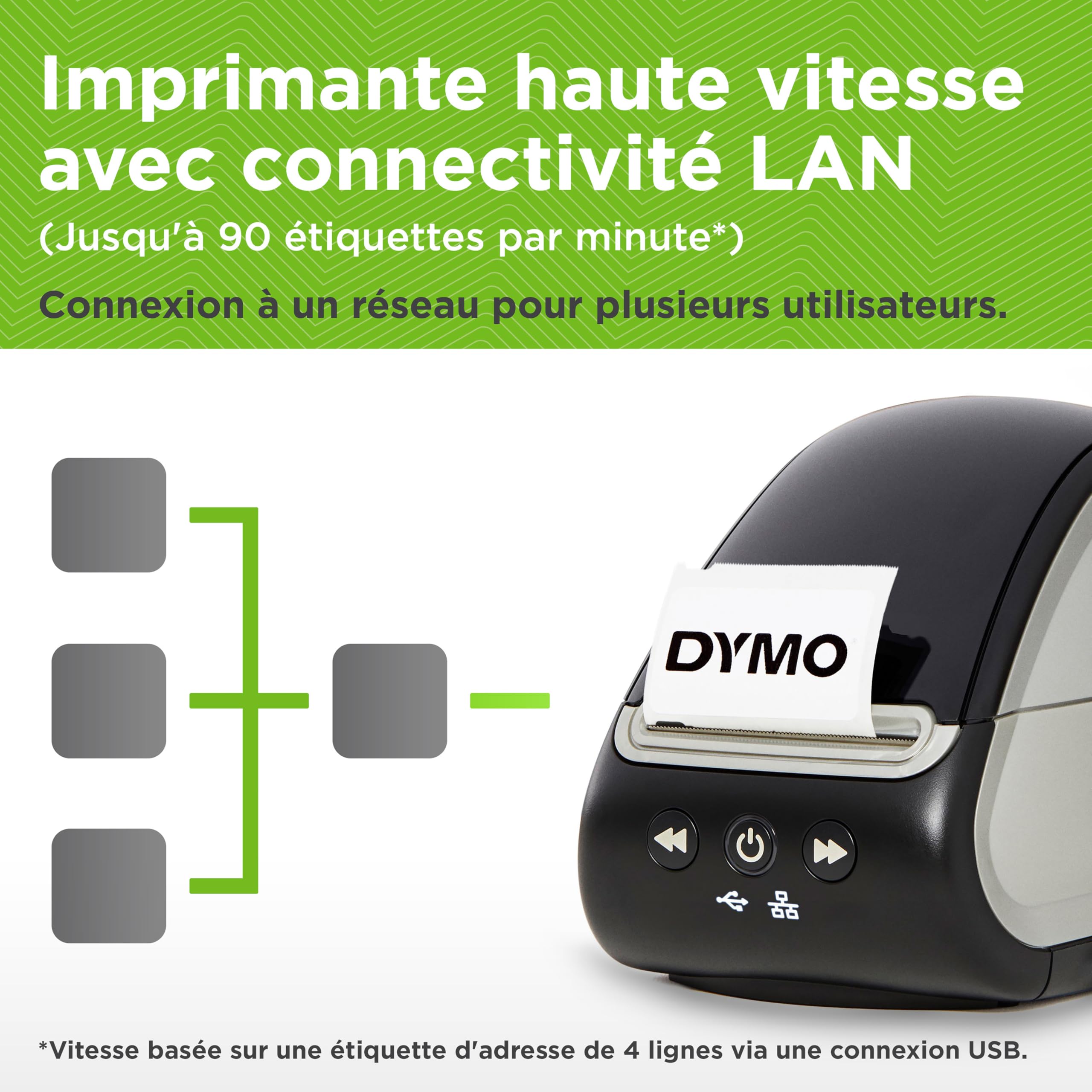 DYMO LabelWriter 550 Turbo imprimante d'étiquettes | Étiqueteuse avec impression thermique directe haute vitesse | Reconnaissance automatique des étiquettes | Prise UE 2 broches