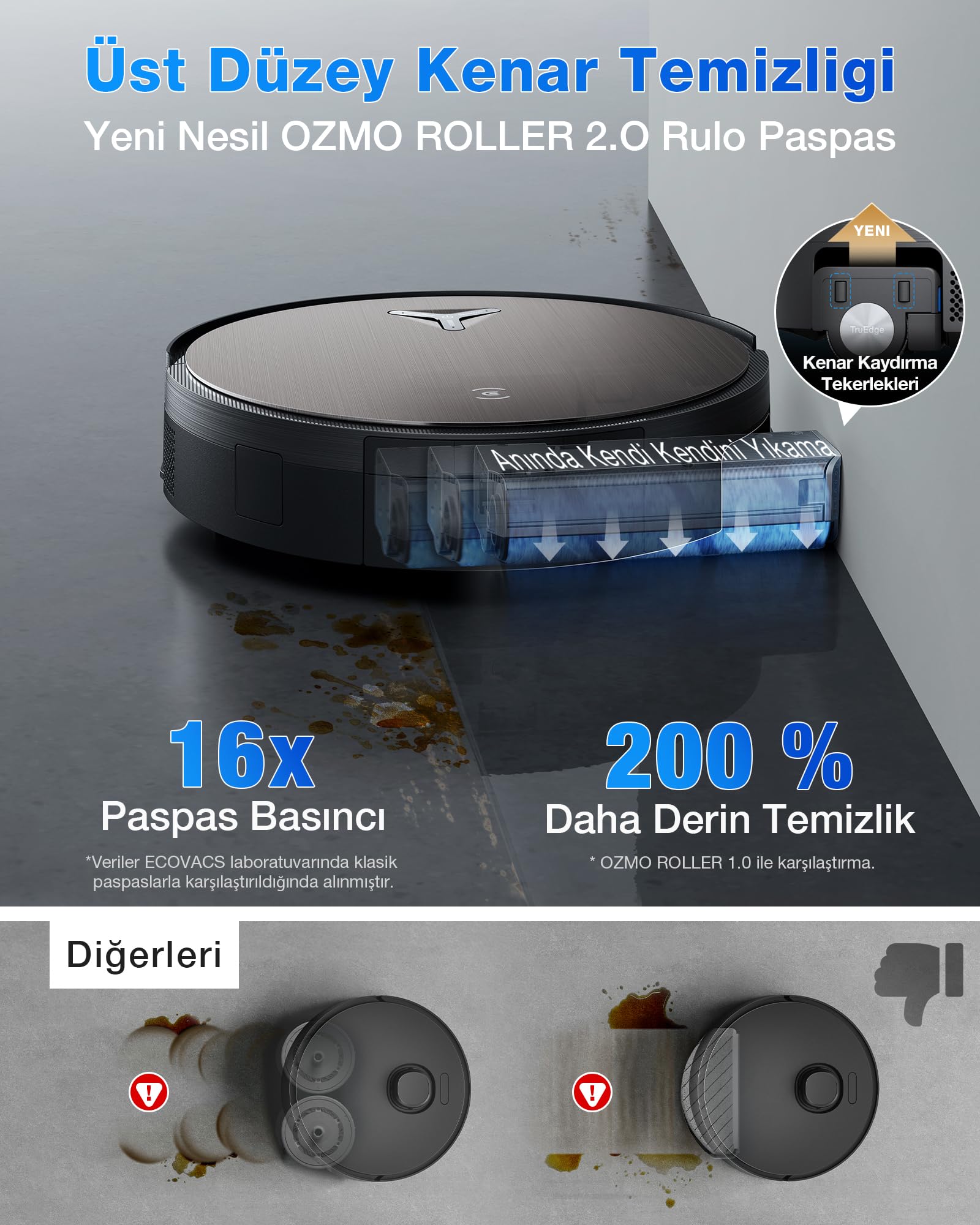 ECOVACS X11 OMNICYCLONE Robot Vacuum Cleaner with Mop Function, Blast & 19,500 Pa, Ultra-Fast Battery Charging, OZMO Scooter, Climbing 4 cm, Extending Mop, PureCyclone 2.0 Auto Emptying, Black Brown Product Image 4