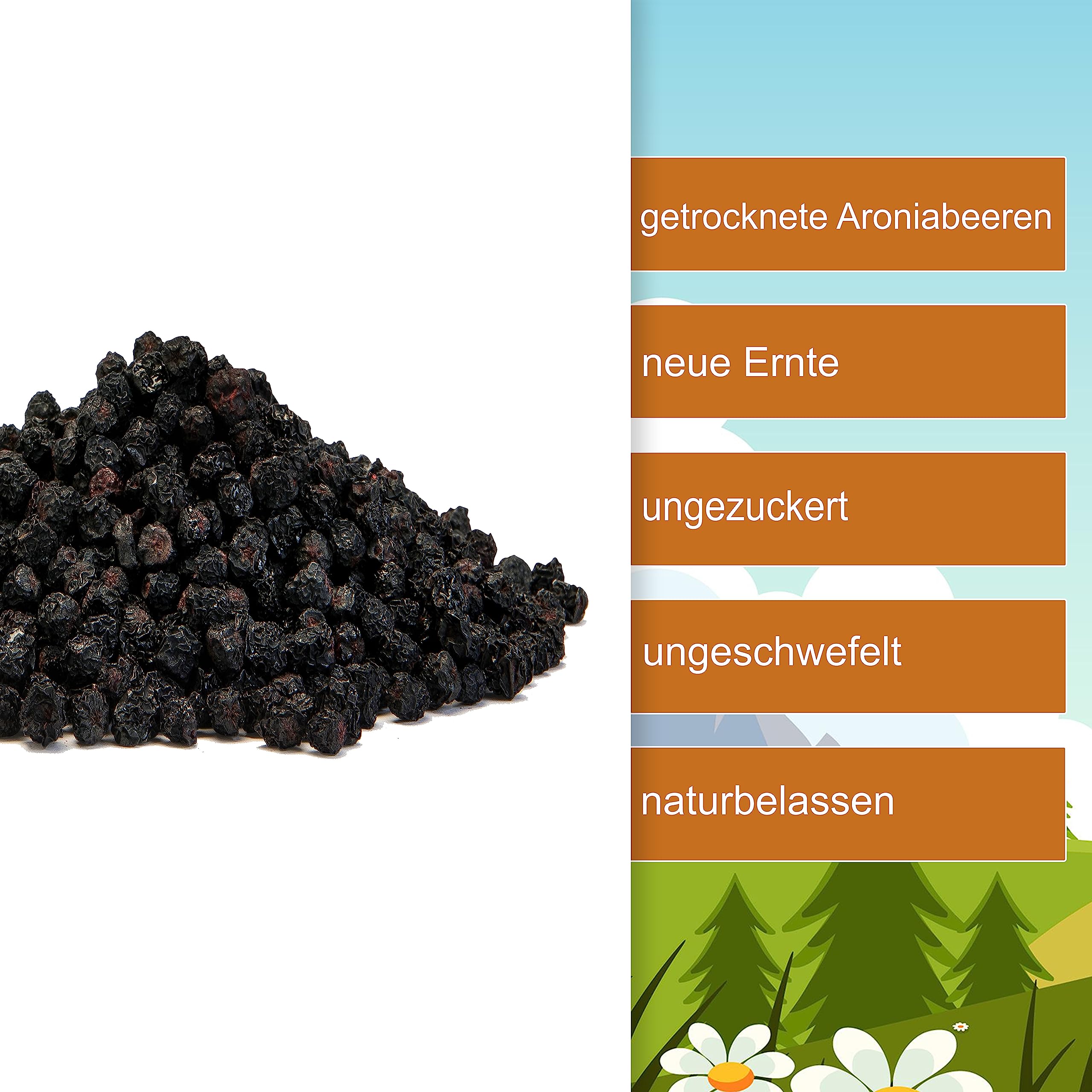 Aroniabeeren getrocknet 2,5kg im Eimer unbehandelt ungeschwefelt NussFuchs