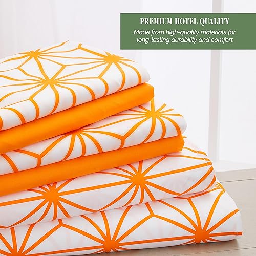 Miniatura 7 de Elegant Comfort Juego de sábanas suave de lujo de 6 piezas con patrón geométrico de cubos, 1500 hilos, microfibra de alta calidad, resistente a las