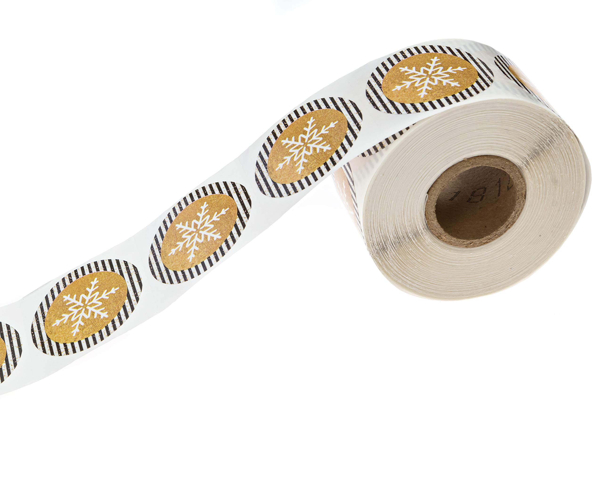 Weihnachtsaufkleber Schneeflocke, Schwarz/Gold, 500 Stück
