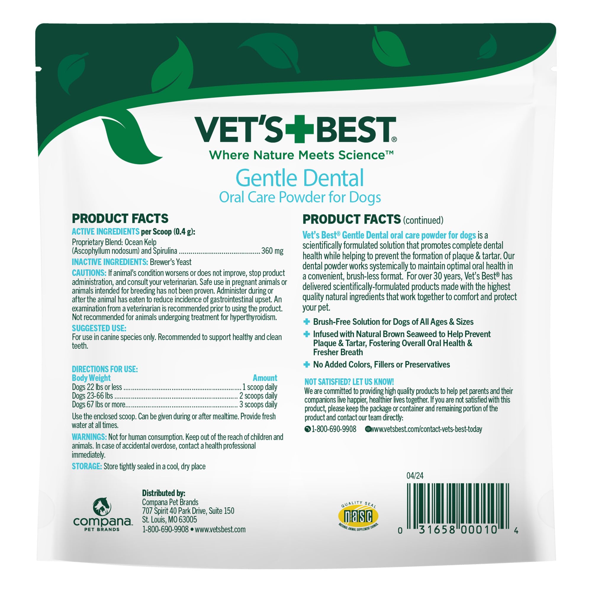Vet’s Best Dog Teeth Cleaning Powder, Brush-Free Canine Teeth Cleaner & Breath Freshener, Plaque Remover for Teeth, Dog Dental Powder, 90 Day Supply - image 8
