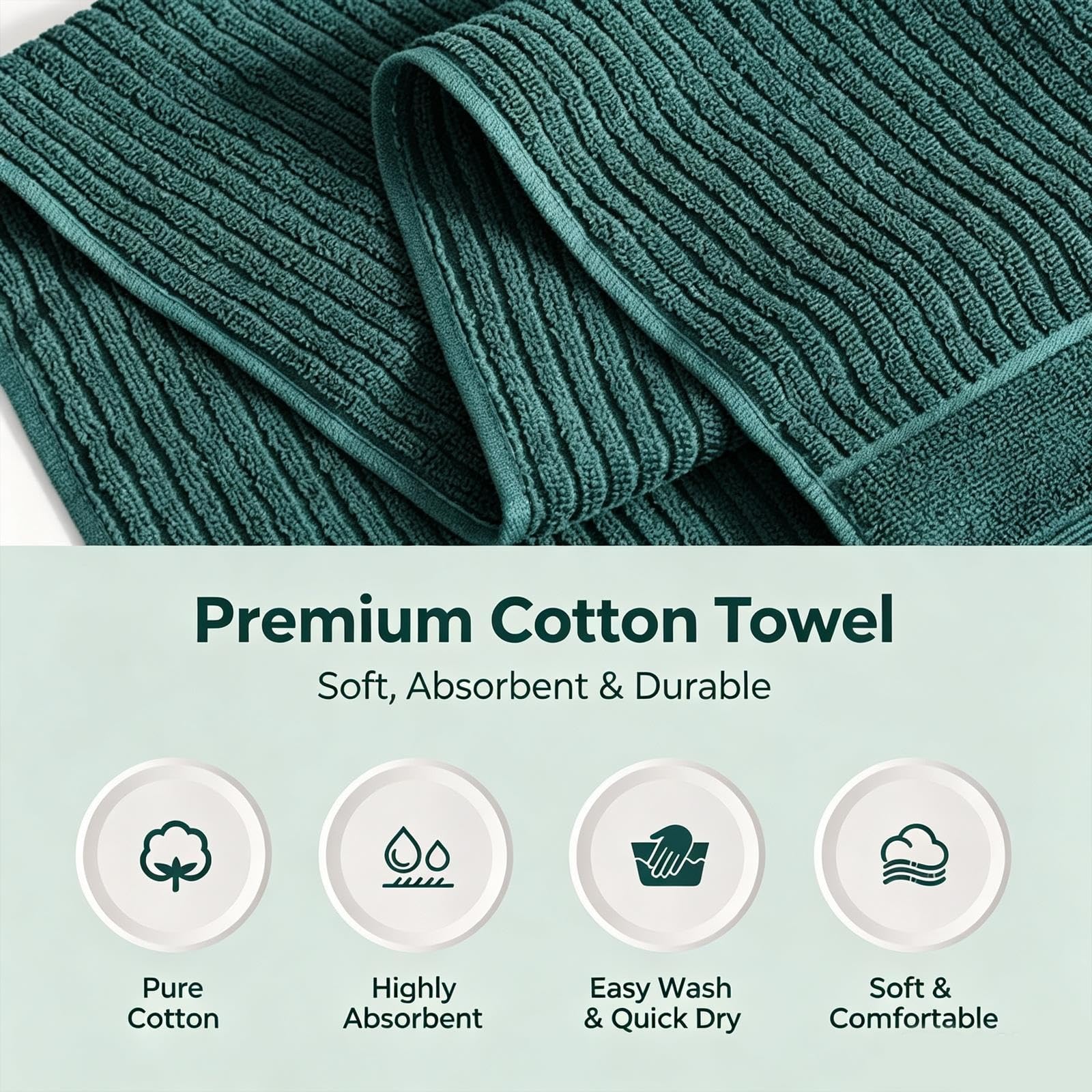 Set Asciugamani 2 Pezzi Grande e Medio Asciugamano Bagno Cotone Morbido