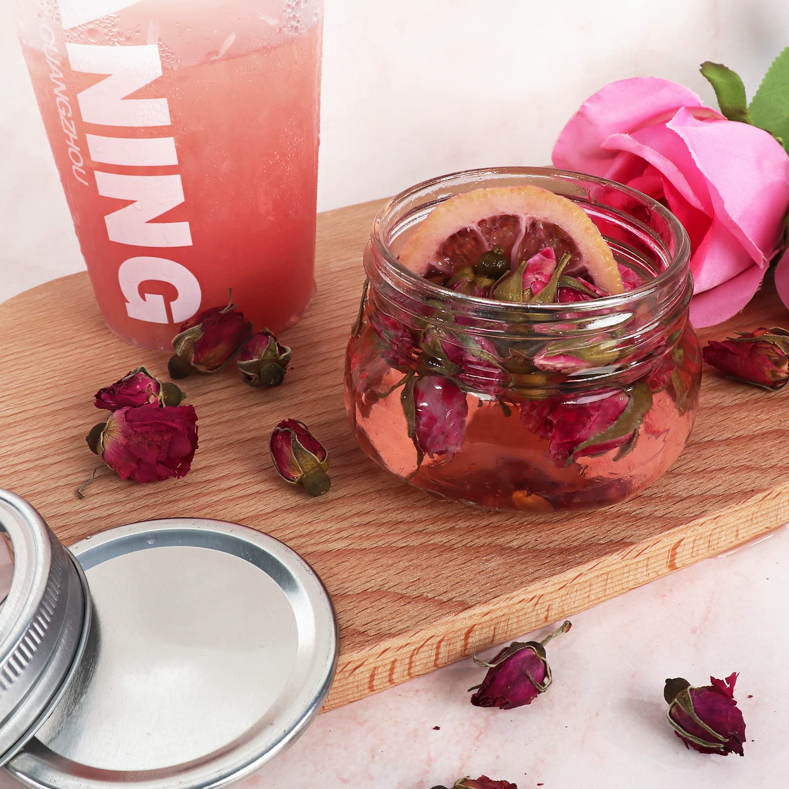 Yishik Mason Jars 4oz with Leak-proof Split-type Silver Lids,12 Pack Reusable Glass Canning Jar for Party & Wedding Favors,Fruits Storage or Homemade Gift - Image 4