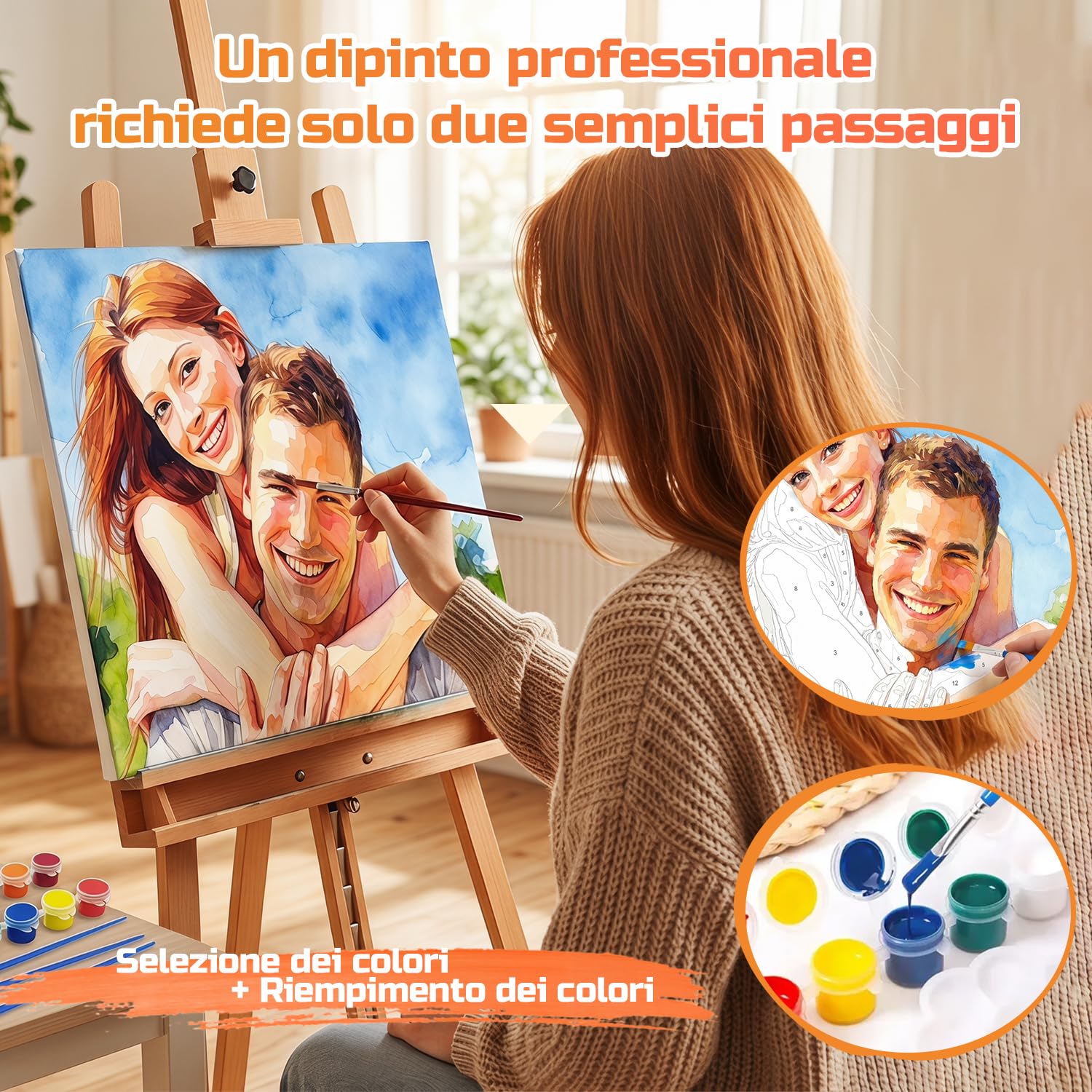 Rainsar Paint by Numbers Personalizzato per Adulti, Dipingere con i Numeri Personalizzato con la Tua Foto, Trasforma Cara Foto in Quadri Numerati, Kit di Pittura per Principianti,80x100cm