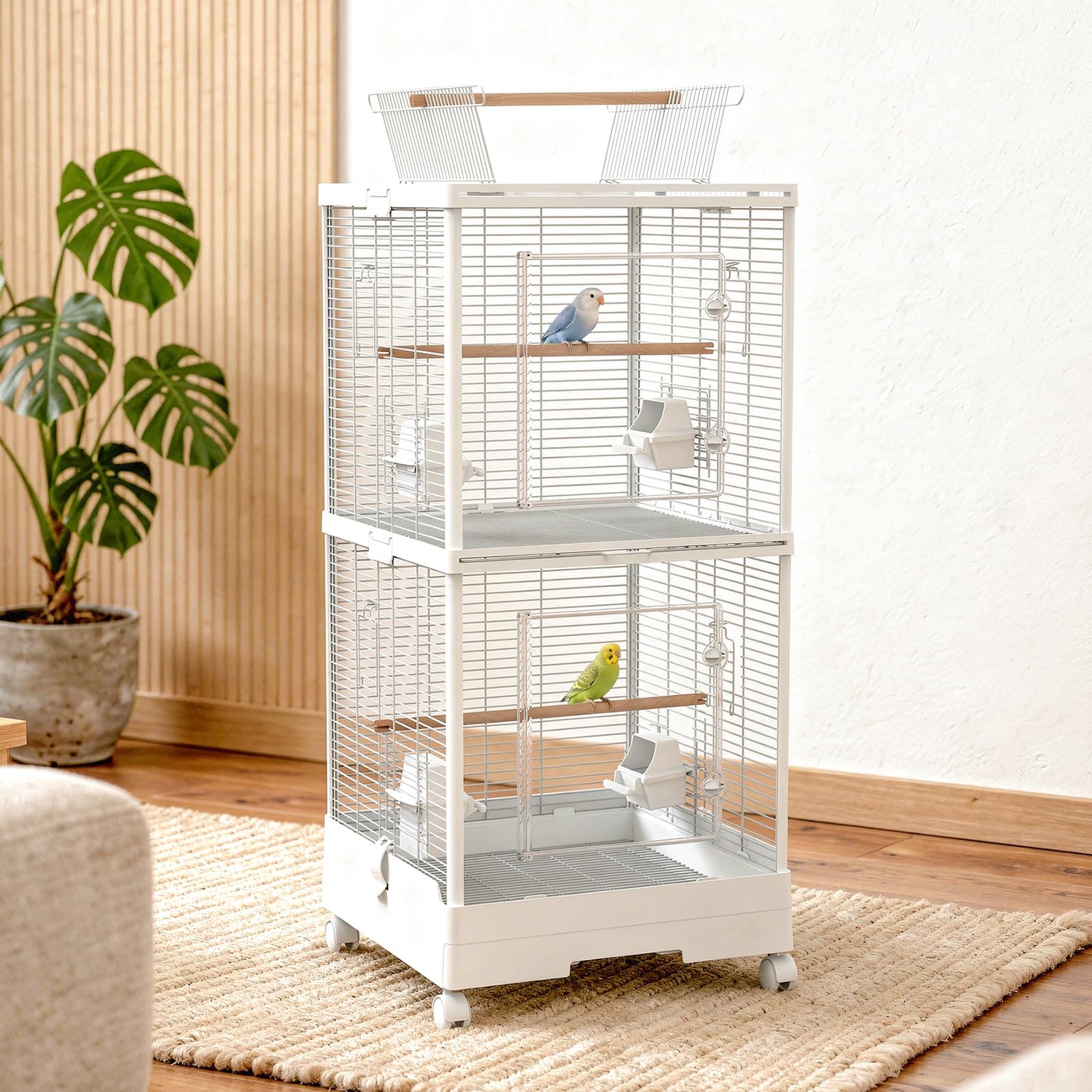 Amazon | Ruexue 鳥かご 2段 バードケージ 多頭飼い ホワイト 高さ
