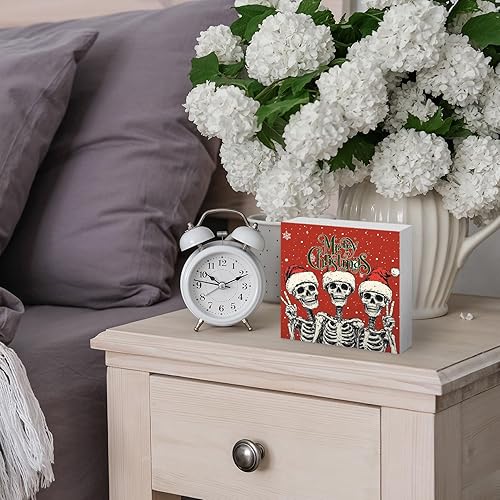 Miniatura 3 de Decoración gótica de Navidad, divertido letrero de madera de esqueleto de Papá Noel, divertidas decoraciones de Navidad, letreros de madera con