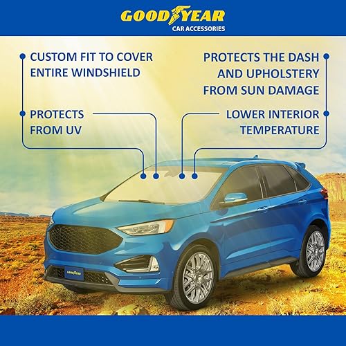 Miniatura 6 de Goodyear Parasol plegable para parabrisas Ford Edge 2015-2025, accesorios de automóvil, cubierta de parasol, parasol para parabrisas de automóvil,