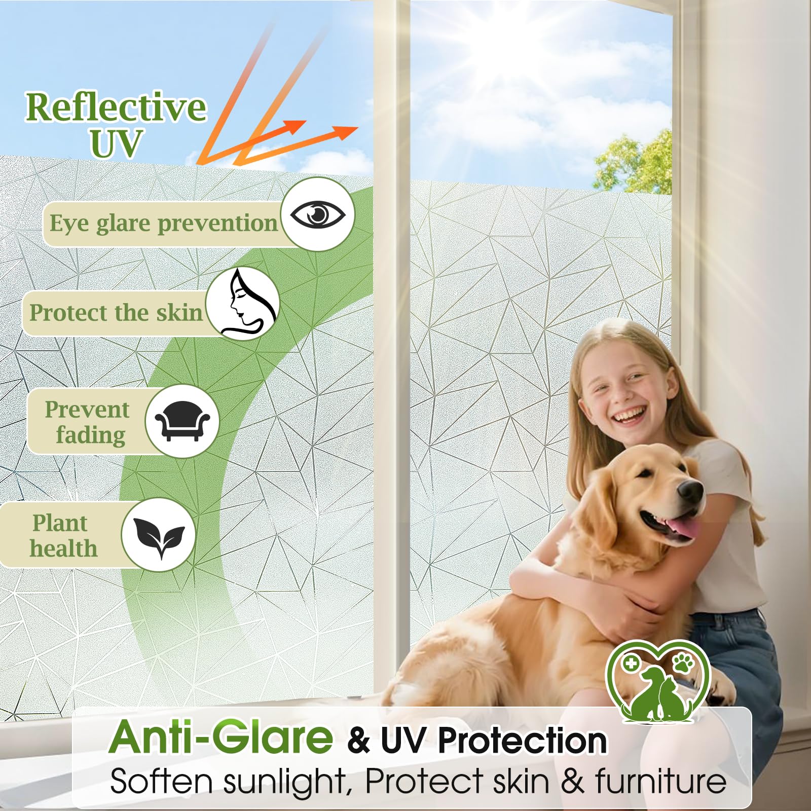 Beautysaid Film d'intimité pour fenêtre en Verre dépoli avec Motif Triangulaire, Anti-UV, Statique, sans Colle, pour Maison, Salle de Bain, Chambre à Coucher, Bureau, 90 x 300 cm