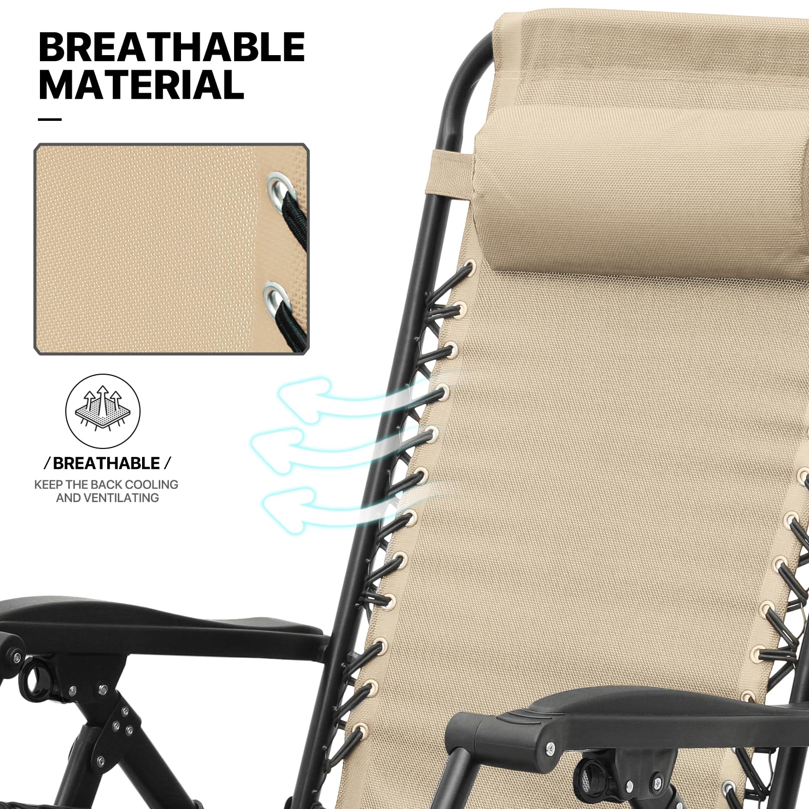 Juego de 2 mecedoras para patio, sillas de gravedad cero, reclinables, plegables, plegables, de diseño ergonómico, con reposabrazos ajustables para camping, césped, patio e interior, 330 8