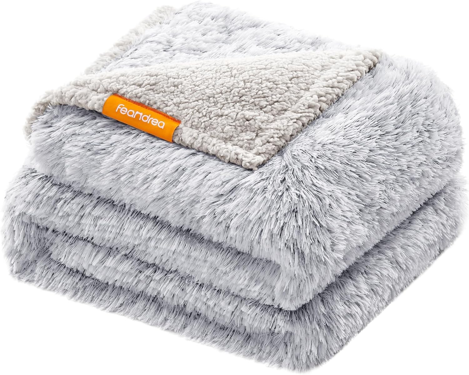 Feandrea Waterproof Dog Blanket, Long Plush Pet Blanket for Medium and Large Dogs, Cats, 152 x 127 cm, XL, Sherpa Fleece, Double Sided, Reversible Dog Couch Cover, Gray Ombré UPPB006G01