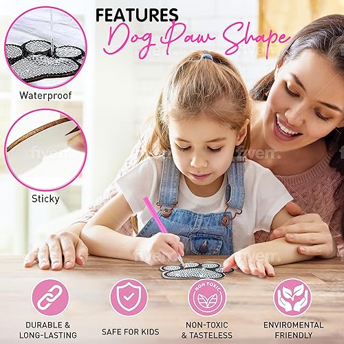 Miniatura 7 de 10 posavasos de pintura de diamantes  Posavasos de arte de diamante  Pintura de diamante de pata de perro  Regalo perfecto para amantes de perros,