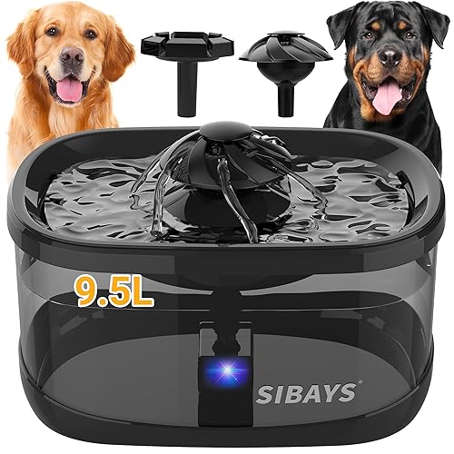SIBAYS 9.5L/2.5Gal Dog Water Fountain, 3 Flow Modes Automatic Pet