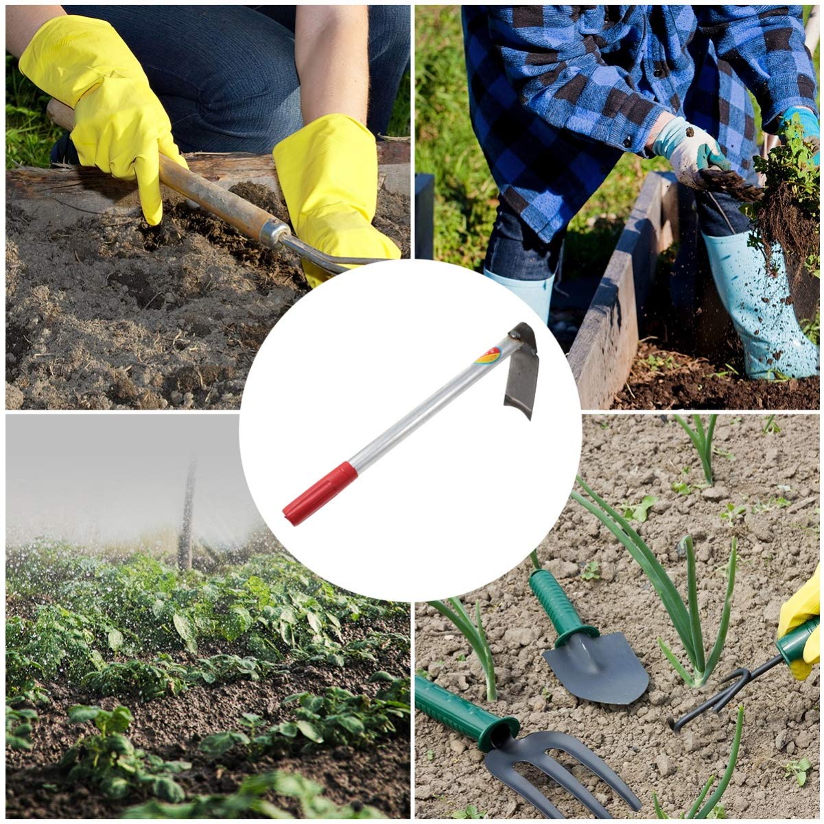 Kisangel Azada De Jardín De Diseño Ergonómico Azada De Acero Liviana para Cavar Plantar Y Desmalezar