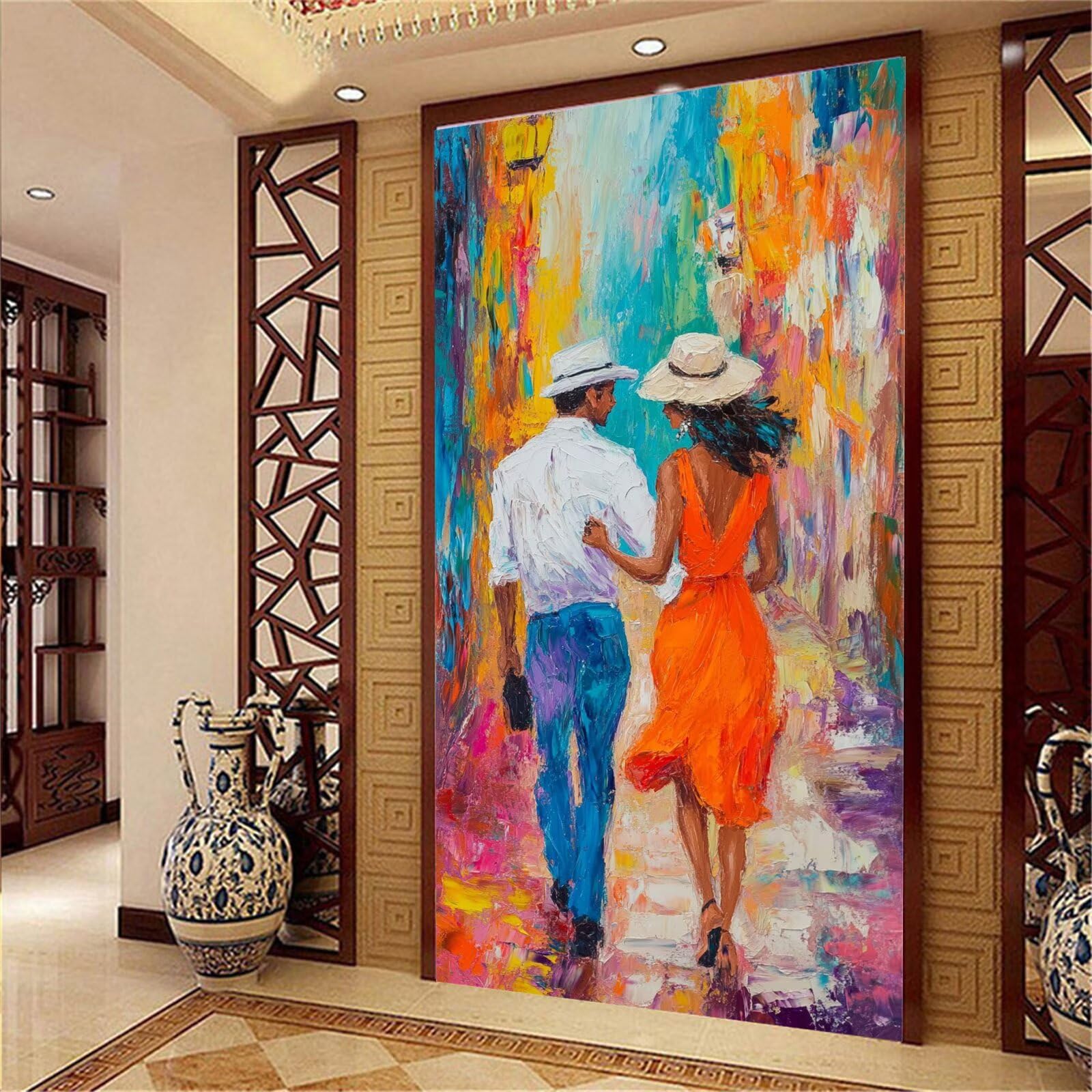 Malen Nach Zahlen XXL 80x120cm Knitterfreie Leinwand Paare Malen Nach Zahlen Erwachsene mit Rahmen, DIY Kreativ Set für Erwachsene mit 3 Pinseln und Acrylfarbe, Zimmer Deko Aesthetic Abstrakt,d314k