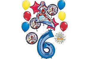 Power Rangers Party Supplies 6th Birthday Unleash the Power Balloon Powered Decorations Blue Number 6