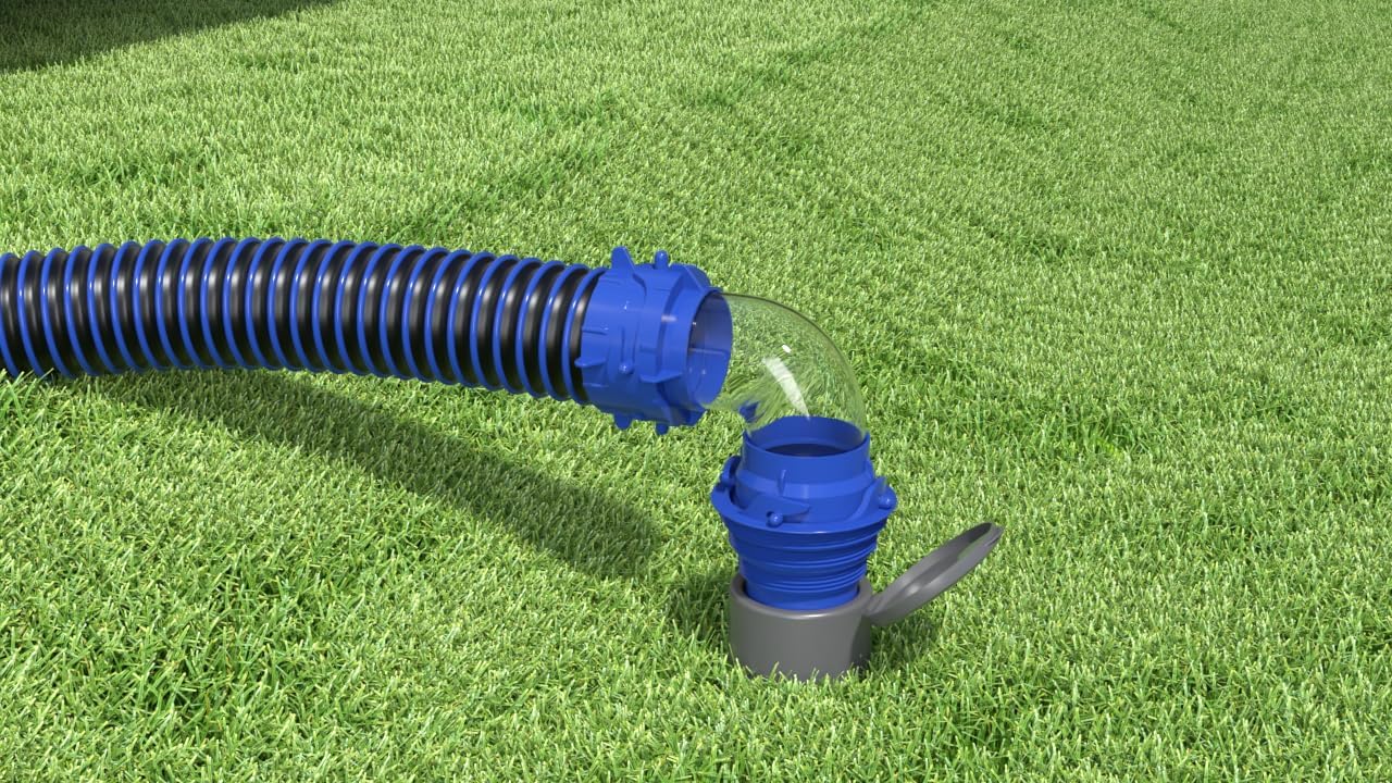 6-in-1 Clear 90° RV Sewer Hose Elbow Adapter Fits 4 Dump Station Inlet Sizes-Dual-Type Fittings and Built-in Gasket for Odor-Tight Protection