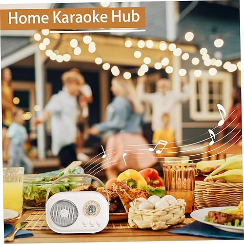 Miniatura 5 de Mini máquina de karaoke, radio retro inalámbrica que canta, máquina de karaoke para niños con 2 micrófonos, máquina de karaoke portátil para niños y