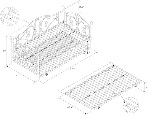 Miniatura 19 de DHP Bombay - Cama de metal Blanco,bronce