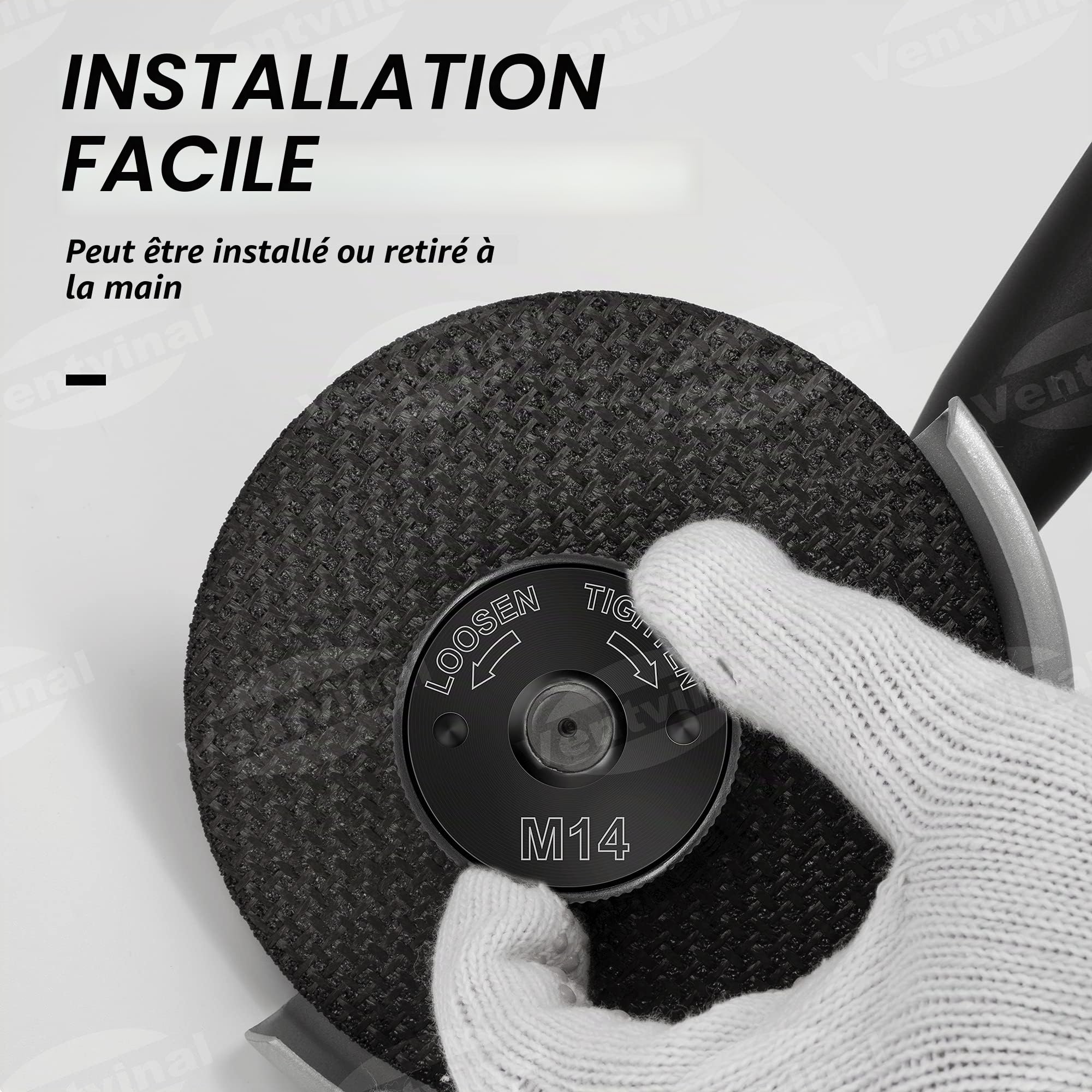 Ecrou à dégagement rapide Ventvinal SDS Clic M14, pour toutes les meuleuses d'angle d'AEG, Black & Decker, Dewalt, Flex, Hitachi, Metabo, Makita etc. (2x écrou de serrage), noir