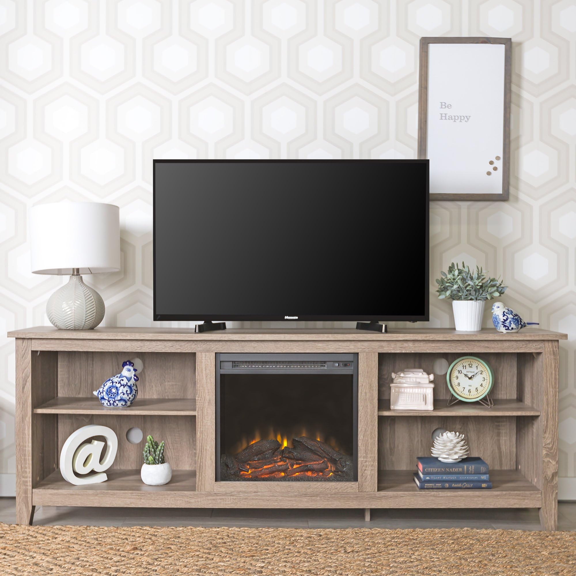 Home Accent Furnishings Tucker 70 Inch Fireplace Television Stand in Driftwood