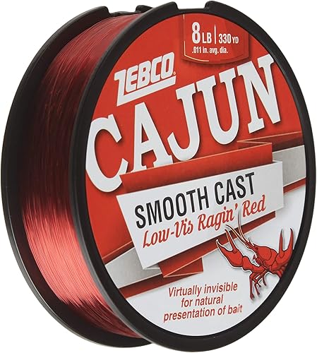 Miniatura 2 de Zebco Cajun Line Smooth Cast Fishing Line, Low Vis Ragin' Red Carrete de cuarto de libra,Bobina de llenado,Bobina de