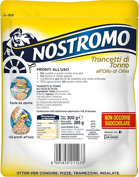 Nostromo - Trancetti di tonno all'olio di oliva, 1 busta da 300gr. Facili da aprire e pronti all'uso, già sgocciolati. - 3
