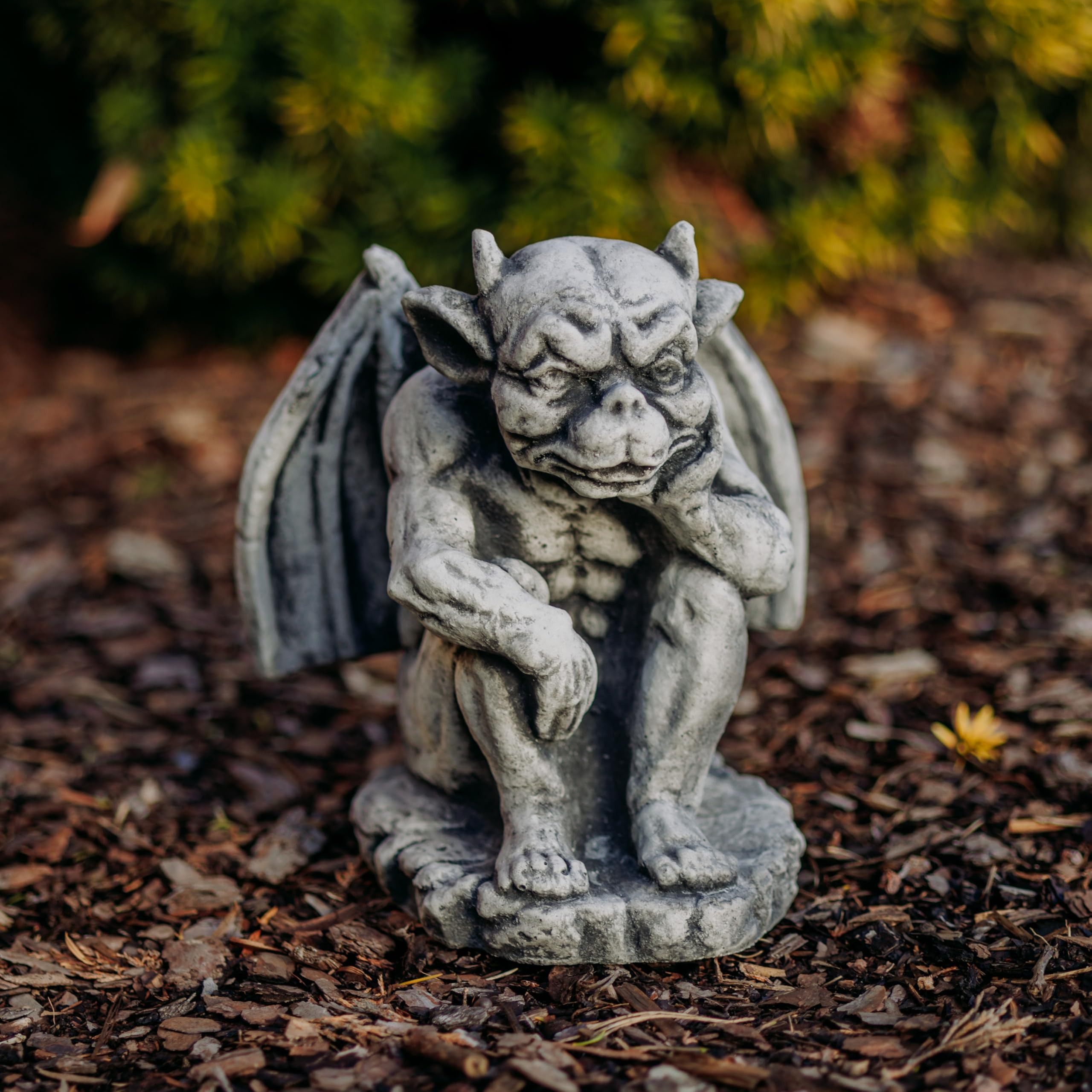 gartendekoparadies.de Gargoyle Torwächter Gartenfigur, 21 cm Höhe, Steinguss, Grau, Mittelalterlicher Stil, 4 kg, Grau, Steinguss, frostsicher für Außenbereich