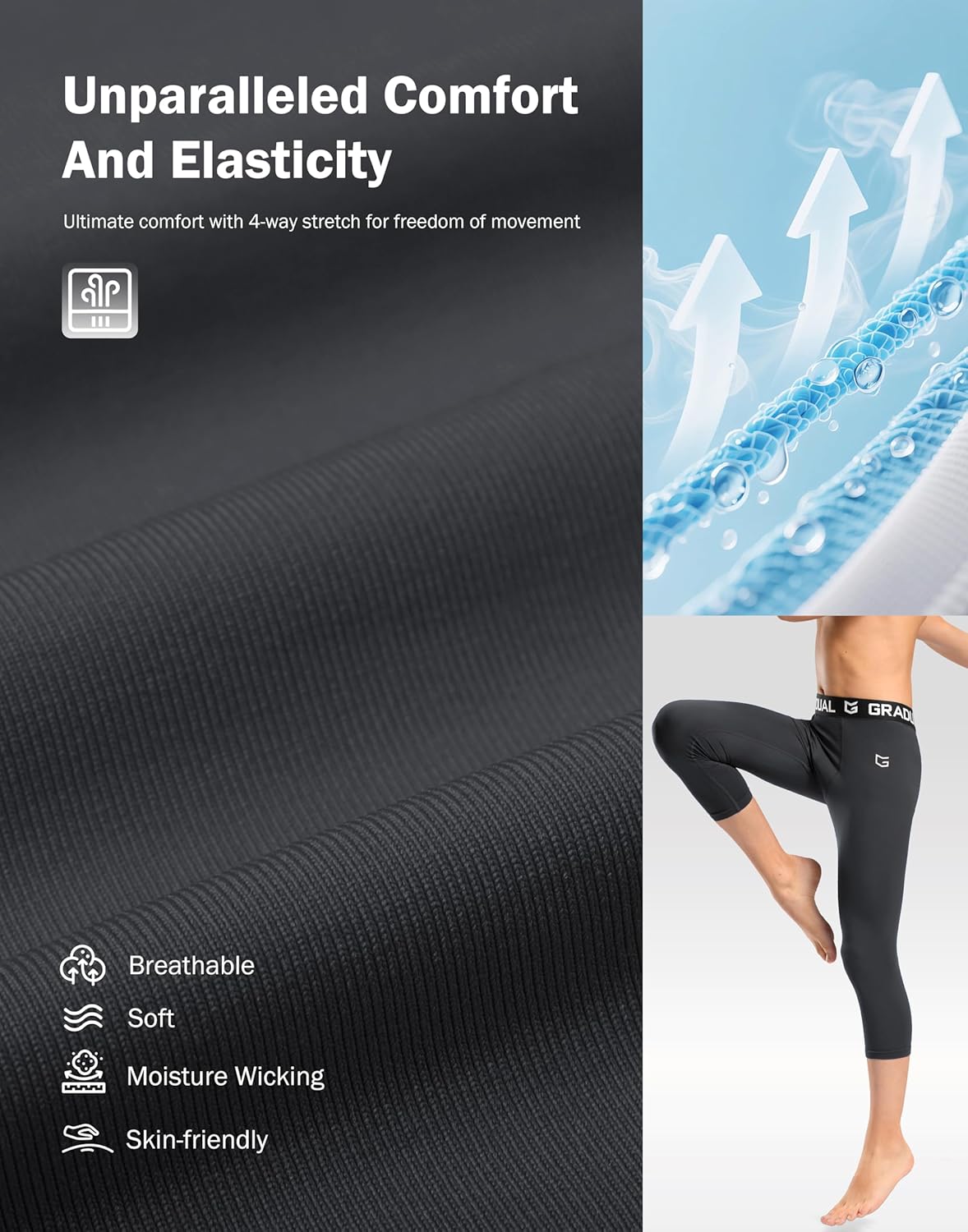 G Gradual Boys Compression Leggings Quick Dry Youth Basketball Football Pants Base Layer Sports Tights for Boys - Image 5